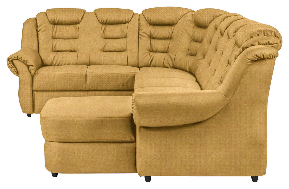 WOHNLANDSCHAFT in Chenille Gelb  - Gelb/Schwarz, Konventionell, Kunststoff/Textil (216/333/165cm) - Livetastic