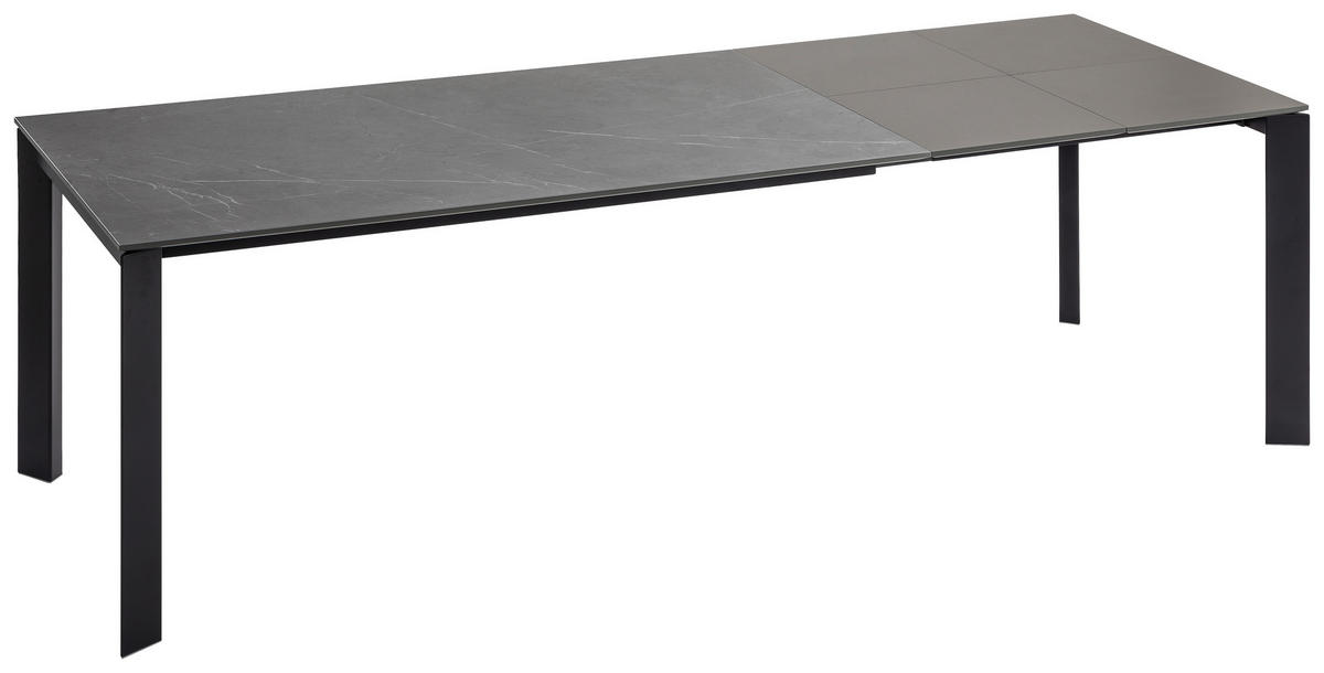 ESSTISCH in Metall, Keramik 160-250/90/75 cm  - Dunkelgrau/Schwarz, Design, Keramik/Metall (160-250/90/75cm) - Novel