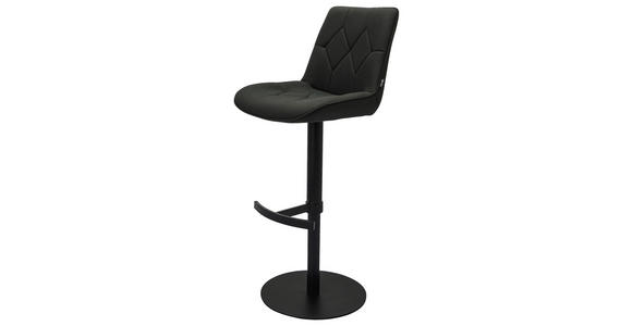 BARHOCKER Mikrofaser Schwarz Eisen Sitzfläche 360° drehbar, automatische Rückholfunktion - Schwarz, Design, Textil/Metall (44/97-114,5/54,5cm) - Novel