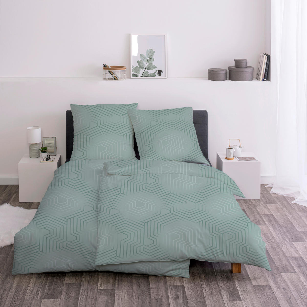 BETTWÄSCHE Atelier Flanell 135/200 cm  - Salbeigrün, Design, Textil (135/200cm) - Estella