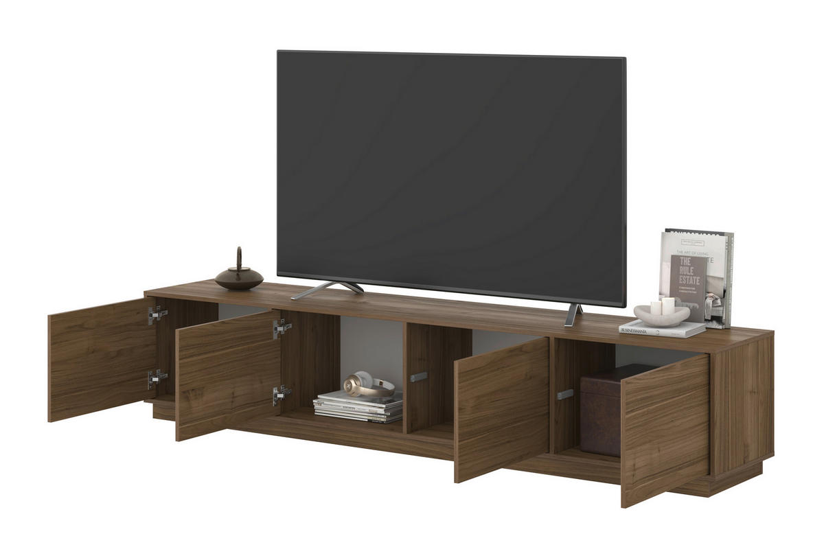 LOWBOARD Japandi  in 220,5/45/41,5 cm  - Nussbaumfarben, Design, Holzwerkstoff (220,5/45/41,5cm) - MID.YOU