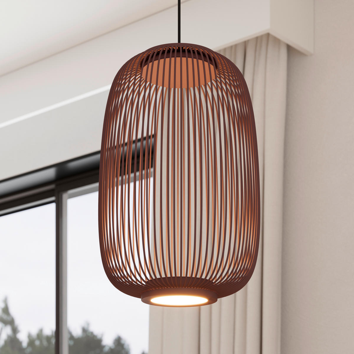 LED-HÄNGELEUCHTE Cage 22,5/50-150 cm  - Braun, Design, Kunststoff/Metall (22,5/50-150cm) - Dieter Knoll