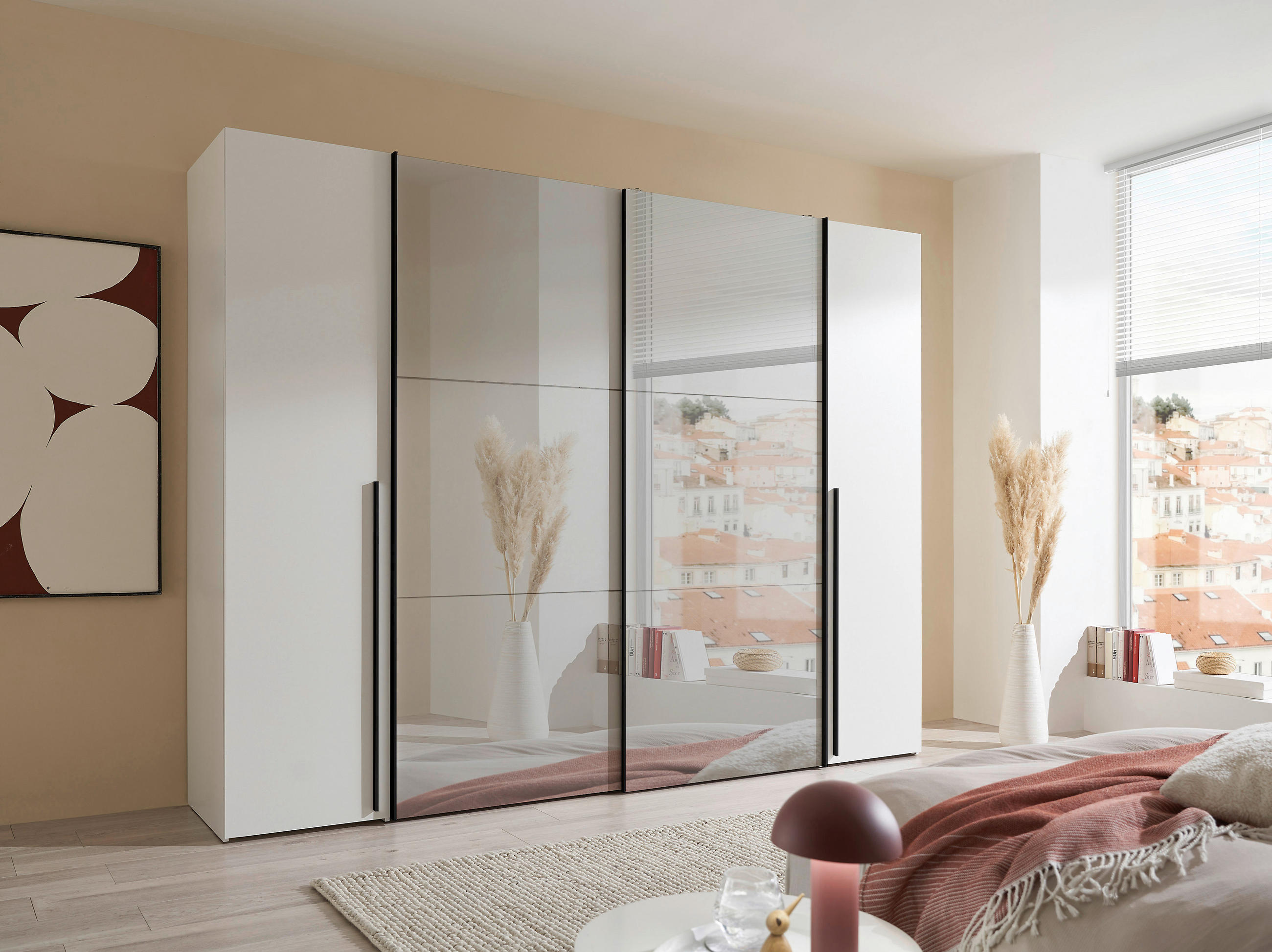 KOMBISCHRANK 267/205/57 cm 4-türig - Weiss/Alufarben, Modern, Glas/Holzwerkstoff (267/205/57cm) - Livetastic