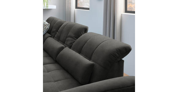 ECKSOFA  in Flachgewebe Dunkelgrau  204/341 cm  - Dunkelgrau/Schwarz, Design, Textil/Metall (204/341cm) - Xora