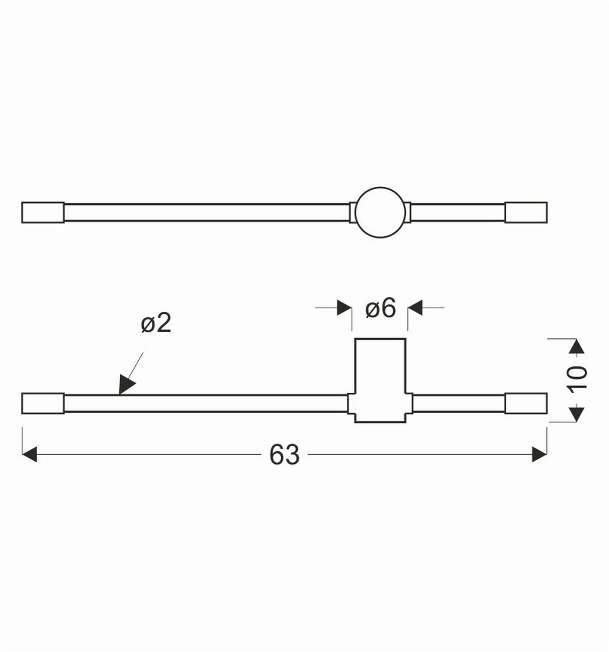 LED-WANDLEUCHTE 60.5/9/5 cm   - Messingfarben/Weiß, KONVENTIONELL, Kunststoff/Metall (60.5/9/5cm)