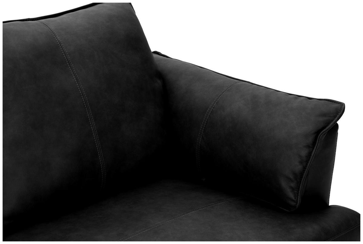 ECKSOFA in Echtleder Schwarz  233/153 cm  - Schwarz, Design, Leder/Textil (233/153cm) - Livetastic