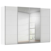 SCHWEBETÜRENSCHRANK 322/236/68 cm 4-türig Weiß  - Alufarben/Weiß, Basics, Glas/Holzwerkstoff (322/236/68cm) - Novel