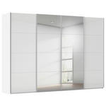 SCHWEBETÜRENSCHRANK 322/236/68 cm 4-türig Weiß  - Alufarben/Weiß, Basics, Glas/Holzwerkstoff (322/236/68cm) - Novel