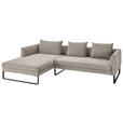 ECKSOFA in Feincord Sandfarben  - Sandfarben/Schwarz, KONVENTIONELL, Textil/Metall (178/284cm) - Hom`in