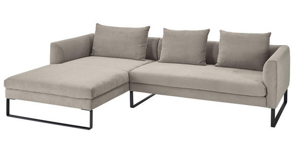 ECKSOFA in Feincord Sandfarben  - Sandfarben/Schwarz, KONVENTIONELL, Textil/Metall (178/284cm) - Hom`in