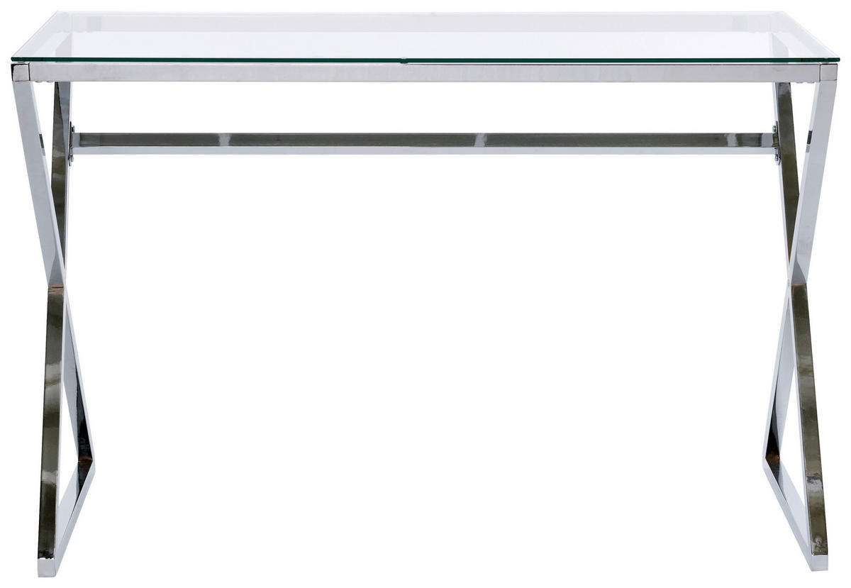 SCHREIBTISCH 110/50/72 cm  in Klar, Chromfarben  - Chromfarben/Klar, MODERN, Glas/Metall (110/50/72cm) - Livetastic