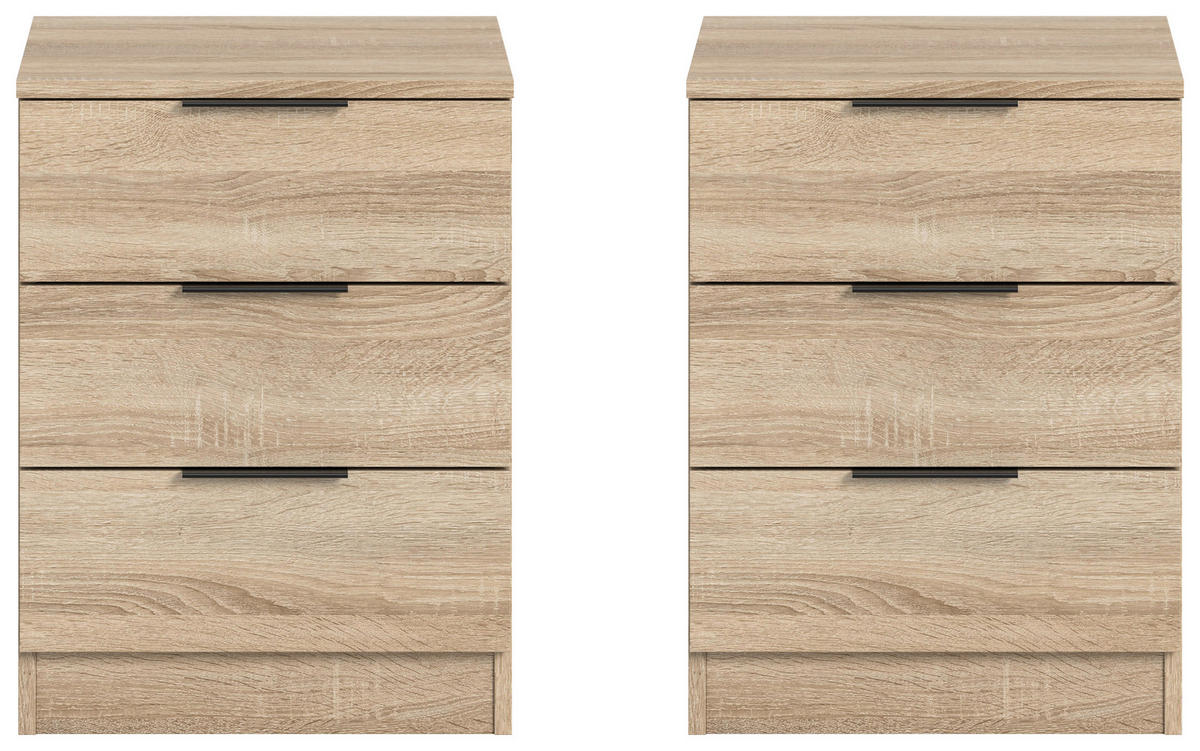 NACHTSCHRANKSET 45/60/40 cm  - Schwarz/Sonoma Eiche, MODERN, Holzwerkstoff/Kunststoff (45/60/40cm) - MID.YOU