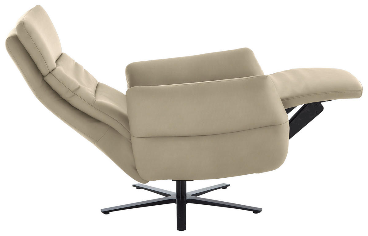 RELAXSESSEL in Leder Ecru  - Ecru/Schwarz, Design, Leder/Metall (82/119/85cm) - Dieter Knoll