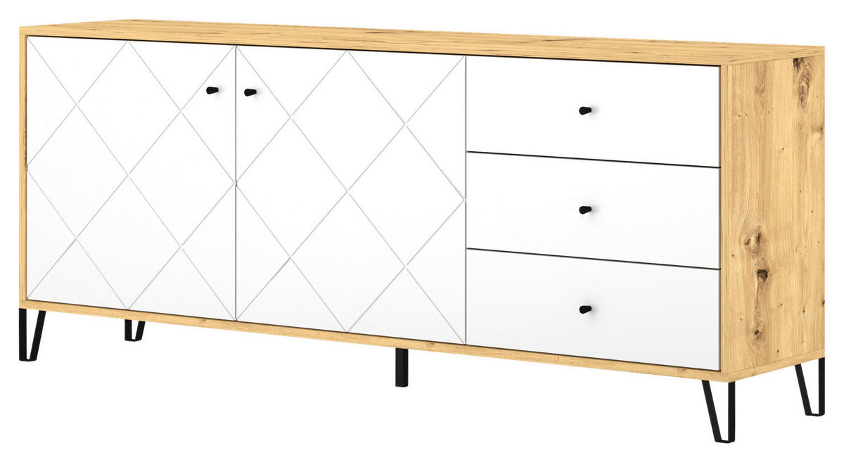 SIDEBOARD Bilbao  in 183,4/75,2/40 cm  - Schwarz/Weiß, Design, Holzwerkstoff/Metall (183,4/75,2/40cm) - Boxxx