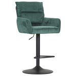 BARHOCKER Cord Grün Stoffauswahl, Sitzfläche 360° drehbar  - Schwarz/Grün, Design, Textil/Metall (54/98-120/58cm) - Novel