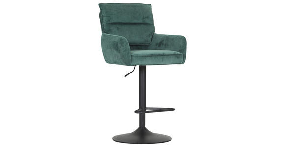 BARHOCKER Cord Grün Stoffauswahl, Sitzfläche 360° drehbar  - Schwarz/Grün, Design, Textil/Metall (54/98-120/58cm) - Novel