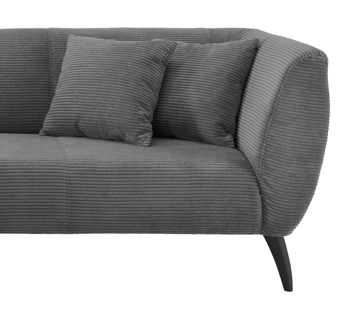 ECKSOFA in Cord Grau  - Schwarz/Grau, Modern, Holz/Textil (160/264cm) - MID.YOU