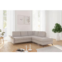 ECKSOFA ROCHELLE E Greige Flachgewebe  - Greige/Schwarz, KONVENTIONELL, Textil/Metall (240/216cm) - Sit & More