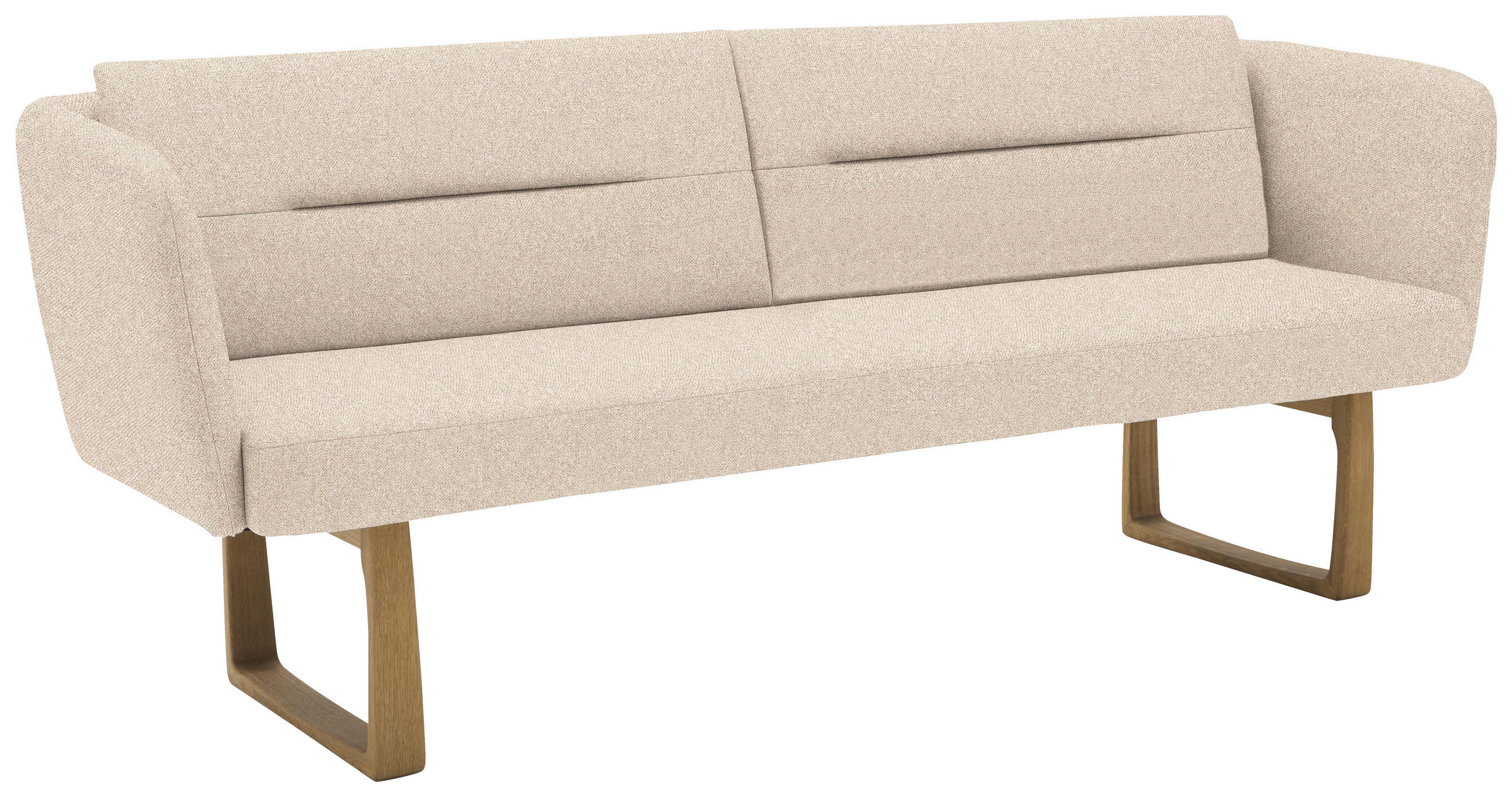 SITZBANK 224/91/69 cm Flachgewebe Beige massiv Holz  - Eichefarben/Beige, Design, Holz/Textil (224/91/69cm) - Valnatura