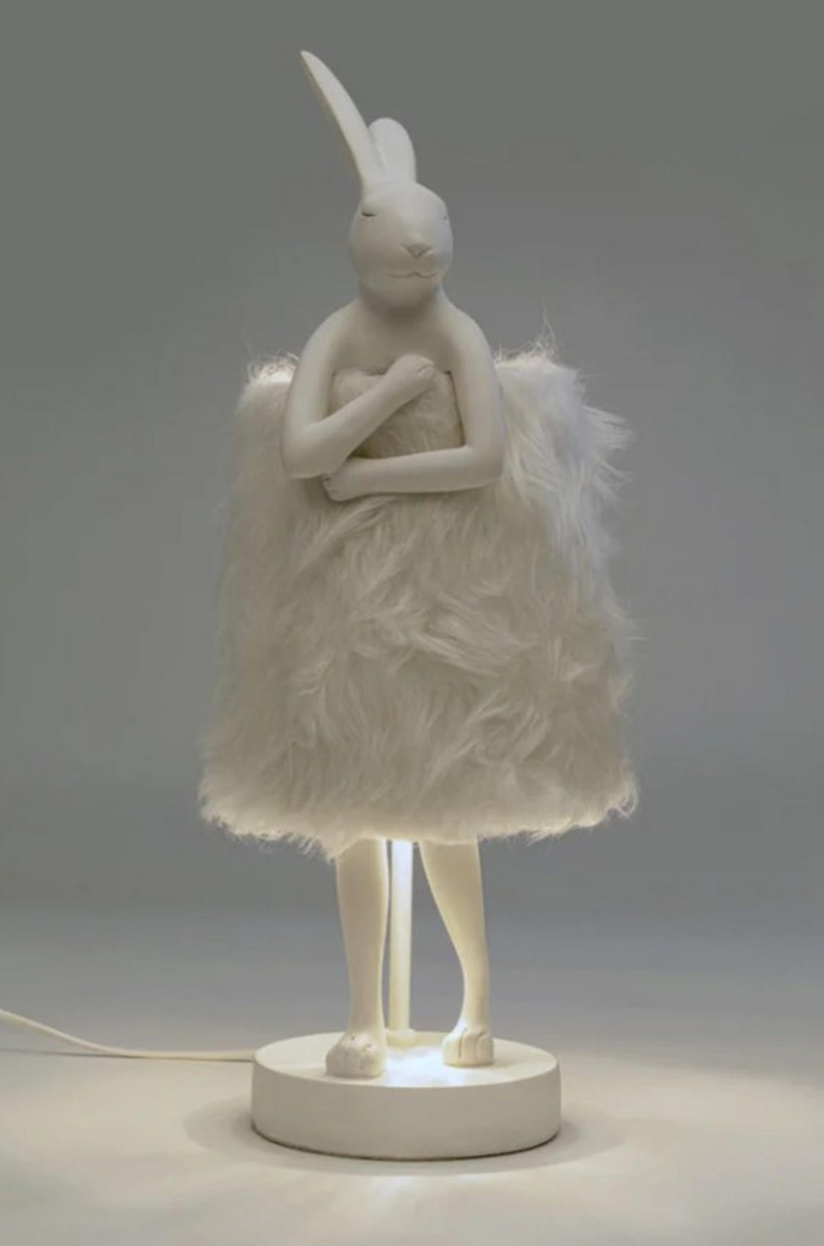 TISCHLEUCHTE 18/20/50 cm   - Weiß, LIFESTYLE, Kunststoff/Fell (18/20/50cm) - Kare-Design