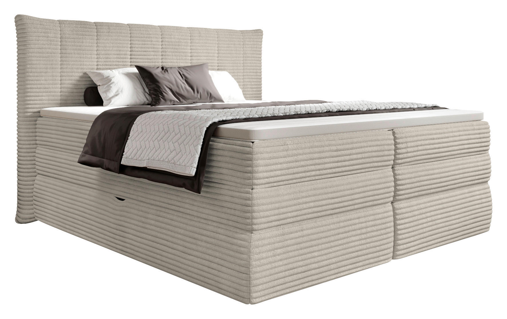 BOXSPRINGBETT 180/200 cm  in Sandfarben  - Sandfarben/Schwarz, Design, Kunststoff/Textil (180/200cm) - Esposa