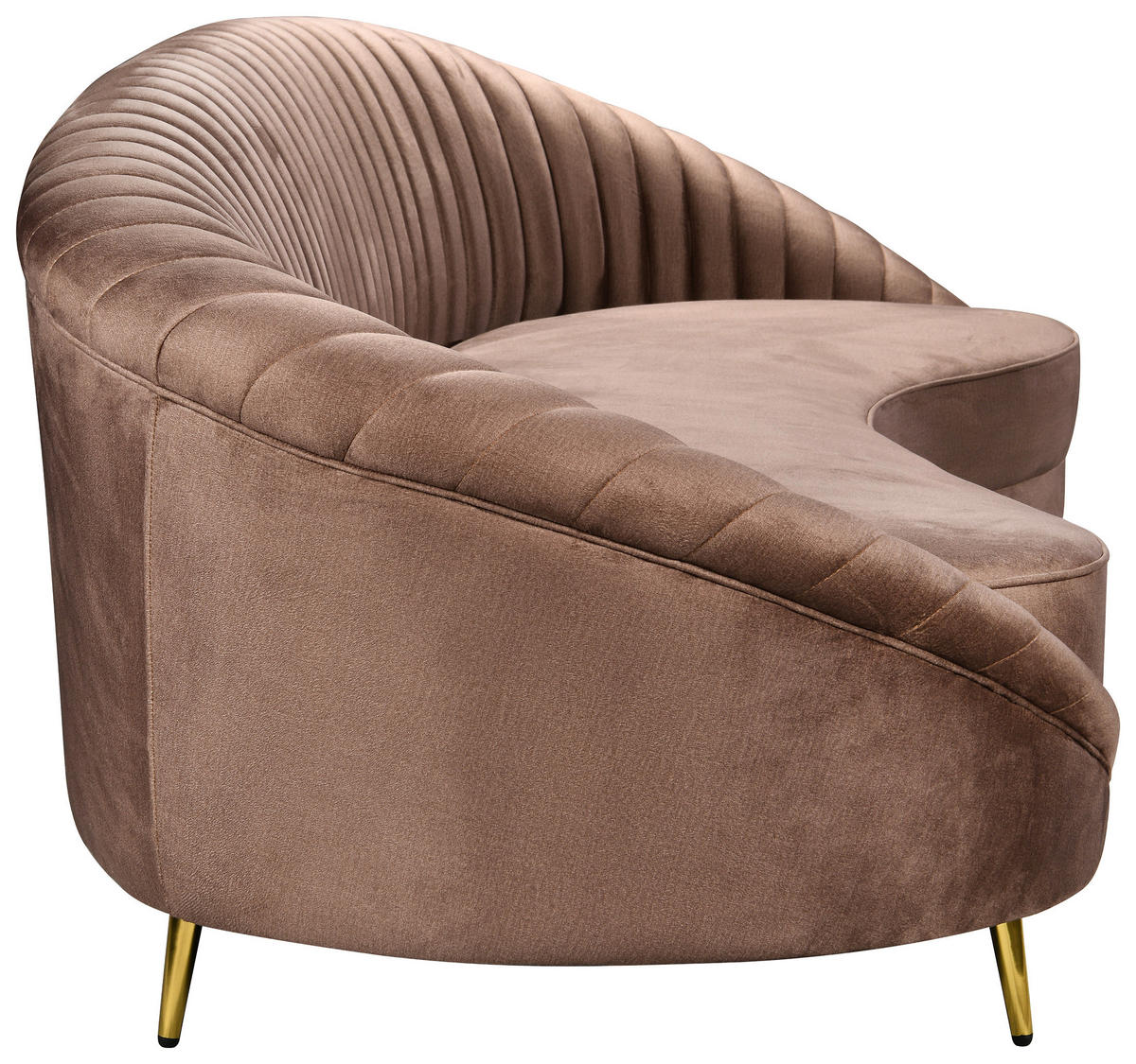 3-SITZER-SOFA ELARA Samt Braun  - Goldfarben/Braun, Design, Textil/Metall (246/81/111cm) - MID.YOU