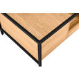 COUCHTISCH Eiche furniert, massiv ESG 110/60/40 cm rechteckig Klar, Naturfarben, Schwarz  - Klar/Eichefarben, Natur, Glas/Holz (110/60/40cm) - Novel