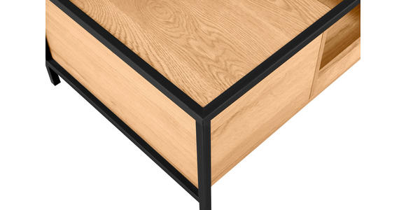 COUCHTISCH Eiche furniert, massiv ESG 110/60/40 cm rechteckig Klar, Naturfarben, Schwarz - Klar/Eichefarben, Natur, Glas/Holz (110/60/40cm) - Novel