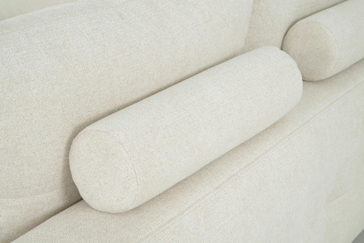 WOHNLANDSCHAFT Beige Chenille  - Beige/Schwarz, KONVENTIONELL, Textil/Metall (160/340/188cm) - Xora