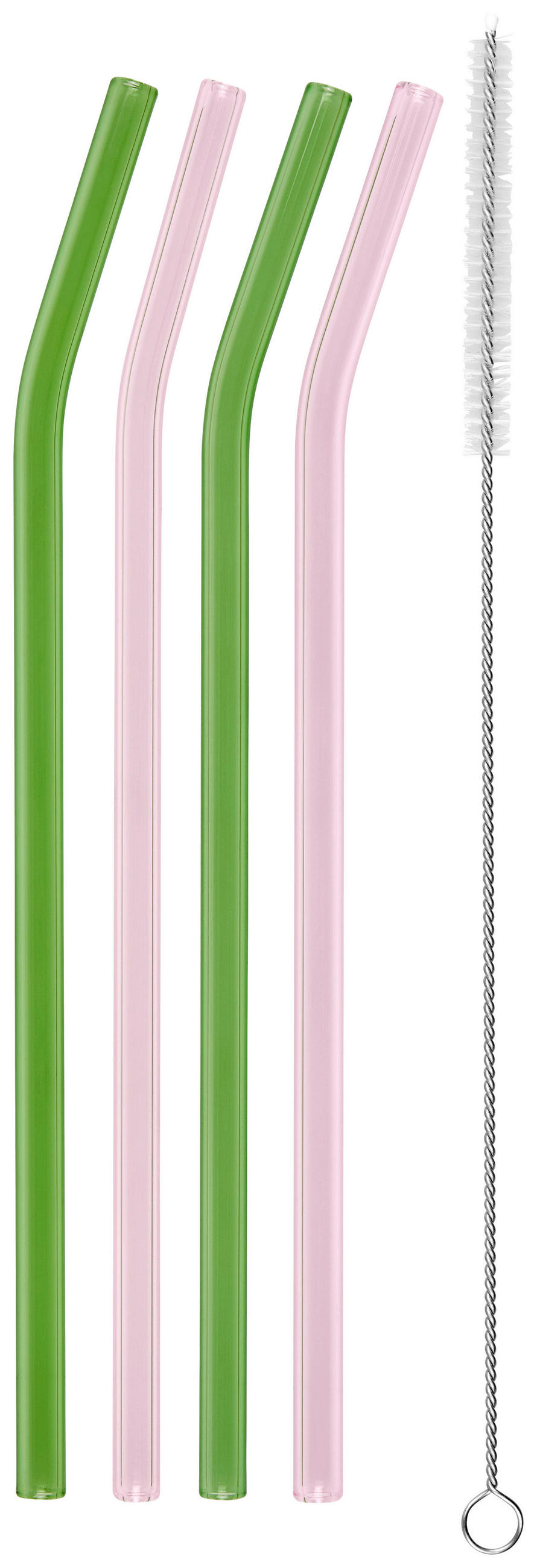 SET SLAMČICA - zelena/ružičasta, Dizajnerski, staklo/metal - Boxxx