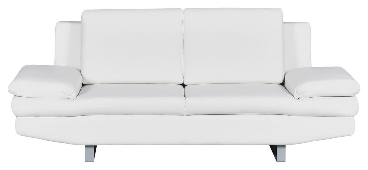 2-SITZER-SOFA Lederlook Weiß  - Weiß/Grau, Design, Textil/Metall (198/78/88cm) - MID.YOU