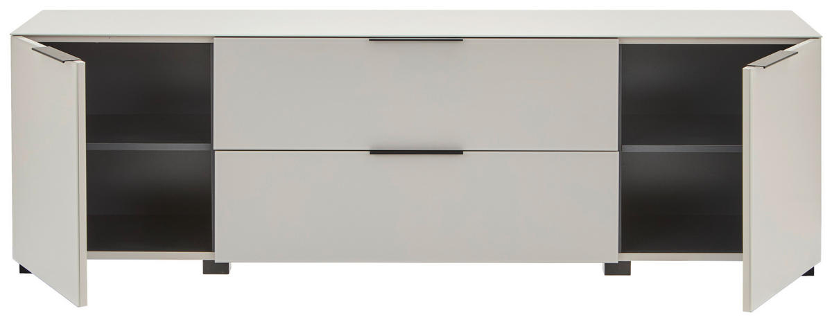 LOWBOARD  in 180/54.7/42 cm  - Kaschmir/Schwarz, Design, Glas/Holzwerkstoff (180/54.7/42cm) - Novel