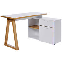 BUREAU D'ANGLE 120-130/55-95/76,2 cm  in Weiss, Eichefarben  - Weiss/Eichefarben, Modern, Holzwerkstoff/Metall (120-130/55-95/76,2cm) - Novel