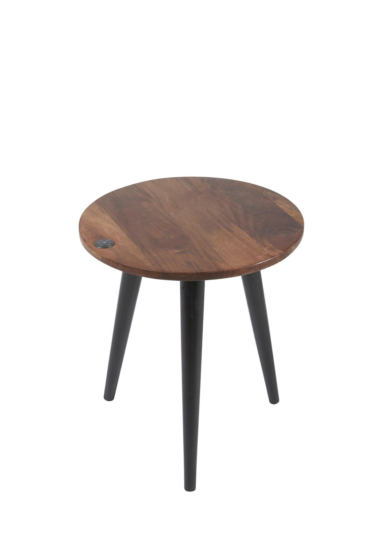 BEISTELLTISCH 40/40/46 cm Mangoholz massiv Braun, Schwarz rund  - Schwarz/Braun, Design, Holz (40/40/46cm) - MID.YOU