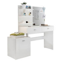 SCHMINKTISCH Weiß  - Silberfarben/Weiß, Design, Glas/Holzwerkstoff (132/145/43cm) - MID.YOU