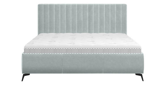 POLSTERBETT gepolstertes Kopfteil, Lattenrost, Bettkasten Blaugrau 180/200 cm  - Blaugrau/Schwarz, KONVENTIONELL, Holz/Textil (180/200cm) - Hom`in