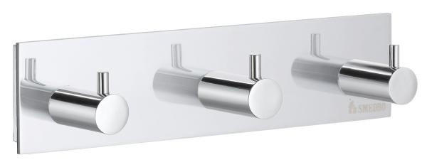LIŠTA S HÁČIKMI, chrómová - chrómová, Basics, kov (16,4/4/3,9cm)