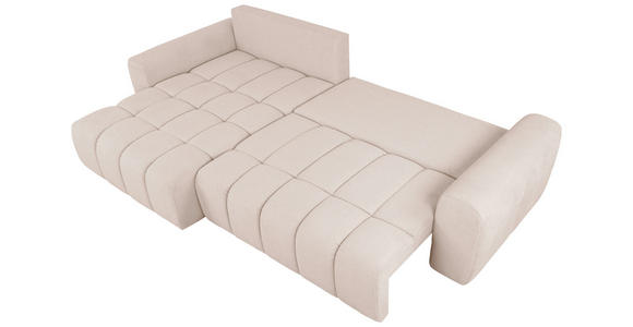 ECKSOFA Creme Velours - Creme/Schwarz, KONVENTIONELL, Kunststoff/Textil (168/298cm) - Carryhome