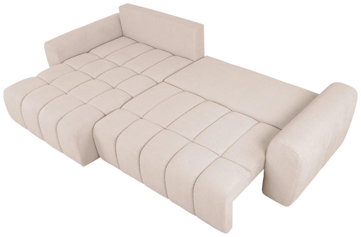 ECKSOFA in Velours Creme  - Creme/Schwarz, Konventionell, Kunststoff/Textil (168/298cm) - Carryhome