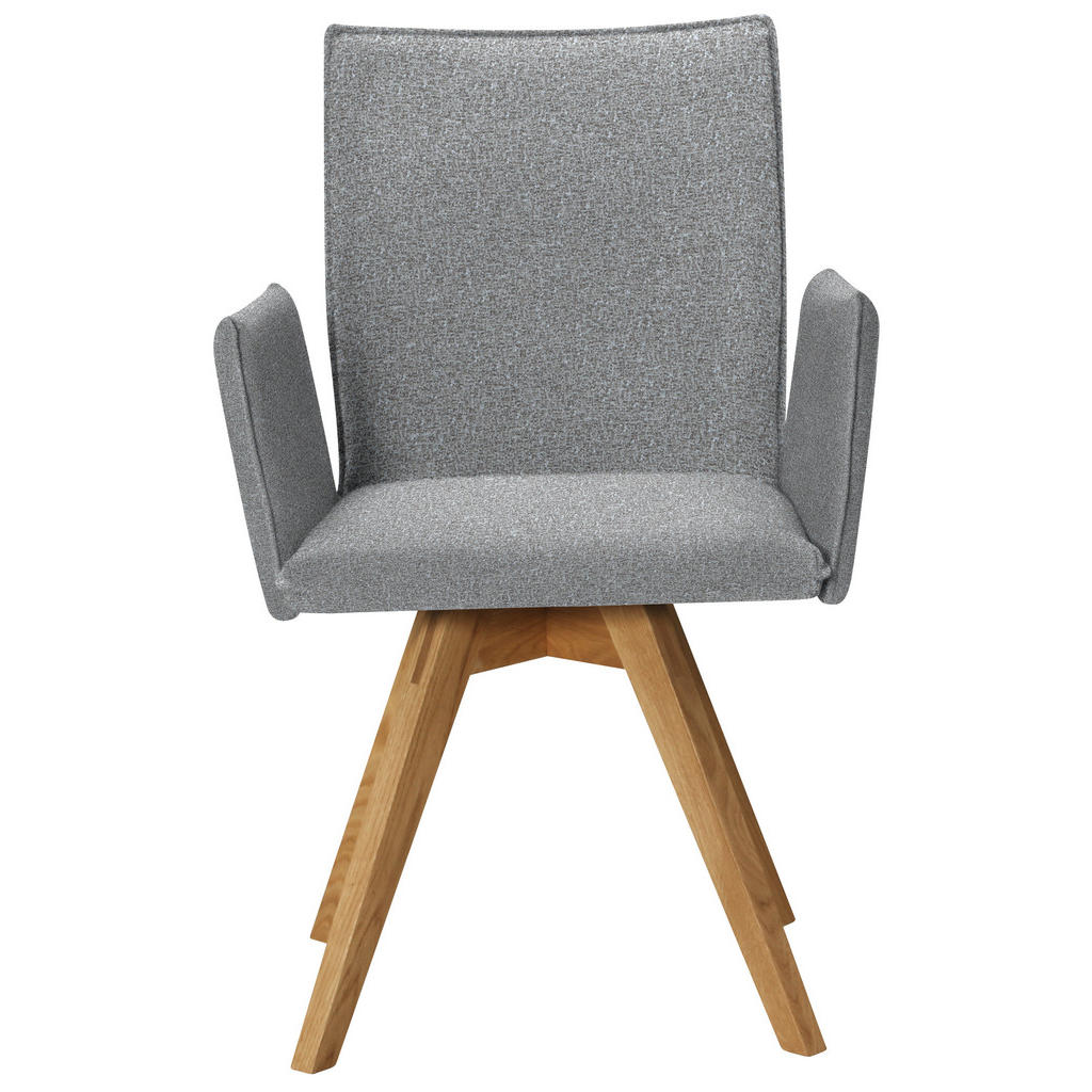 Thumbnail - Moderano Armlehnstuhl, Eiche, Hellgrau, Holz, Textil, Wildeiche, massiv, eckig, Stativgestell, 60x91x61 cm, Stoffauswahl...