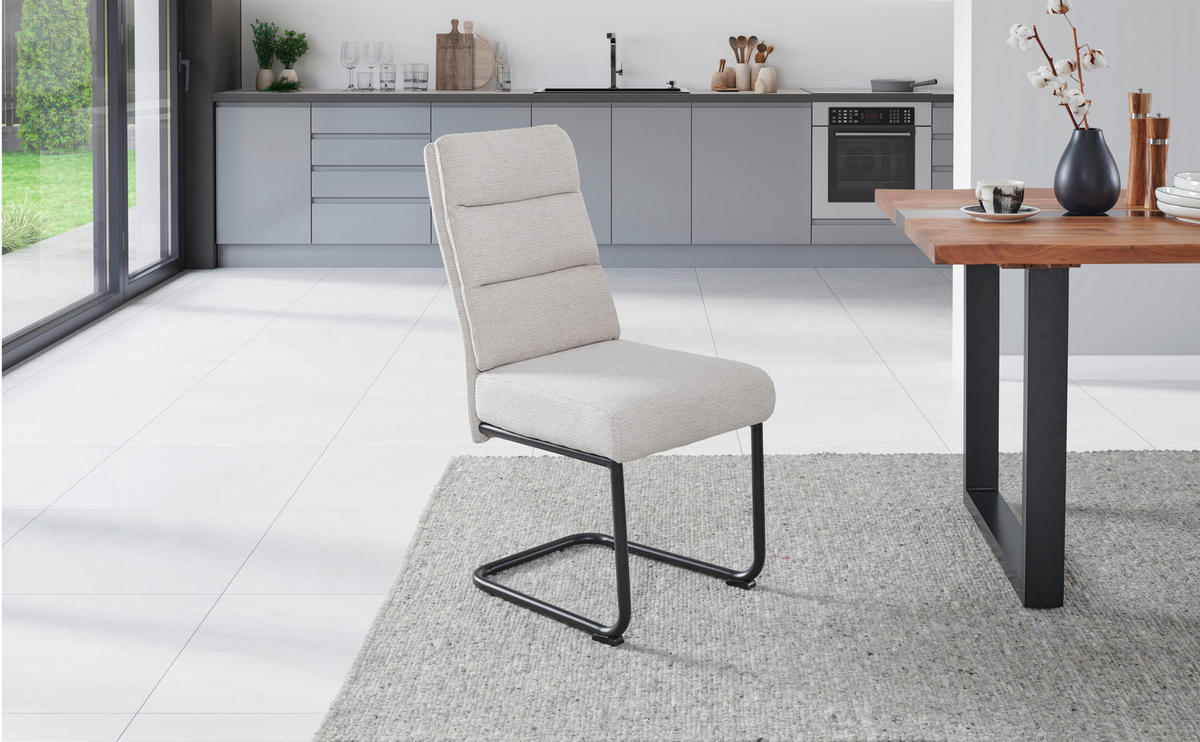 SCHWINGSTUHL  in Eisen Webstoff  - Beige/Schwarz, LIFESTYLE, Holz/Textil (45/94/62cm) - MID.YOU