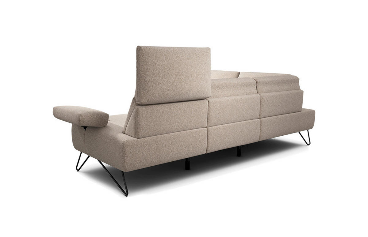 ECKSOFA Cosy Sandfarben Chenille  - Sandfarben/Schwarz, Design, Textil/Metall (193/248-263cm) - SENSOO