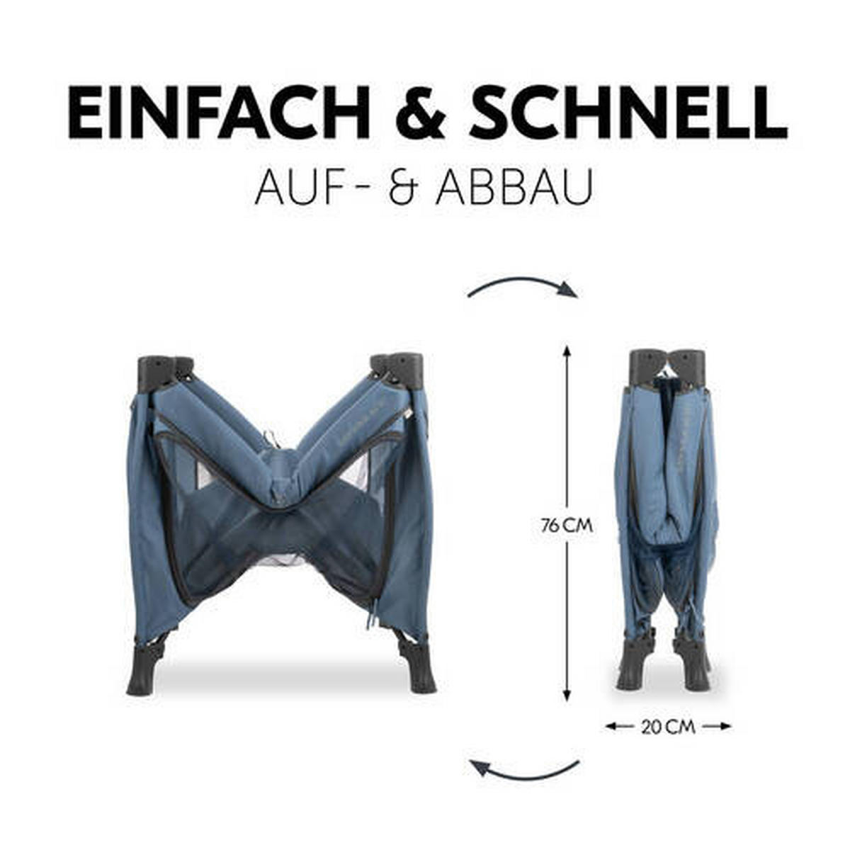REISEBETT Sleep N Play SQ Set Blau  - Blau, Basics, Kunststoff/Textil (97/76/97cm) - Hauck