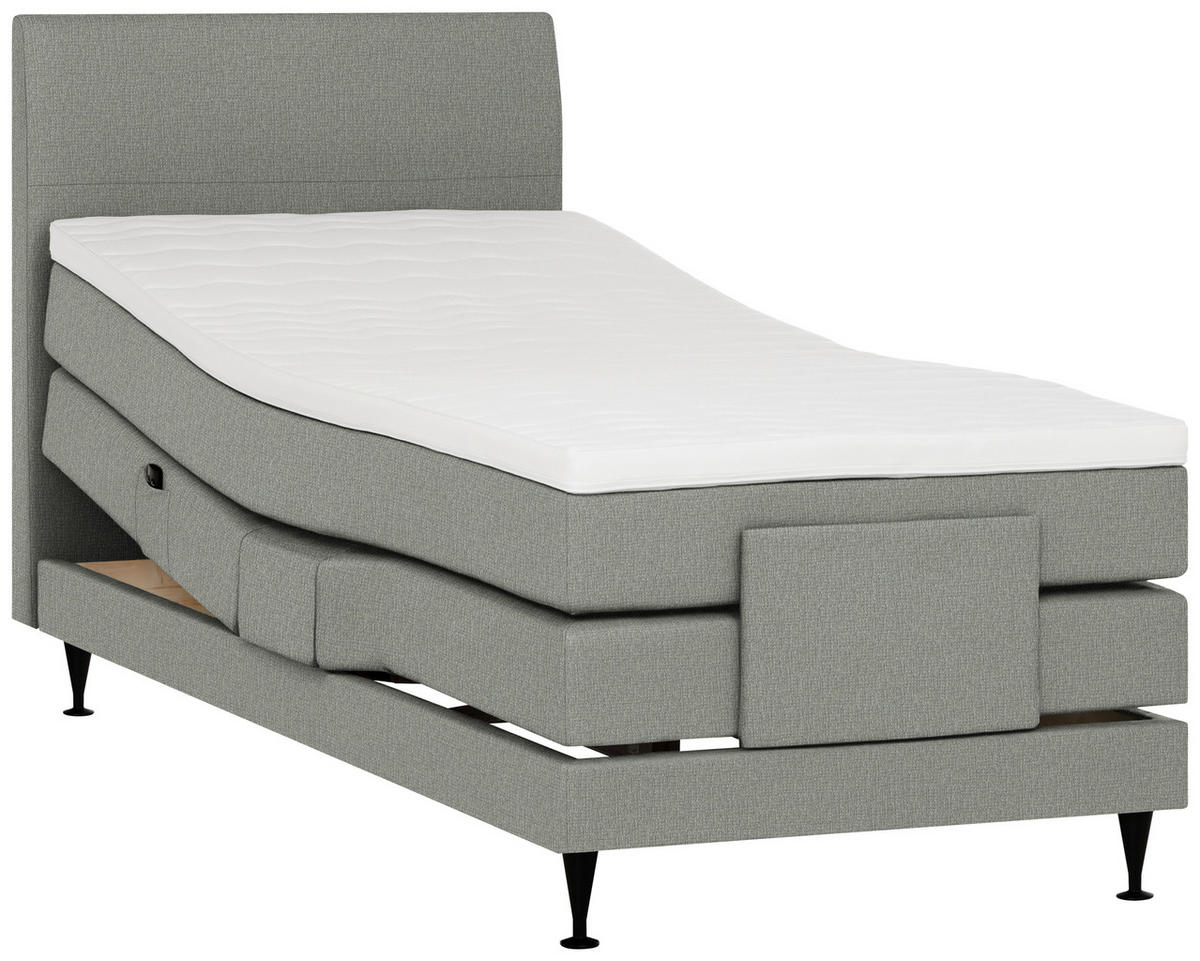 BOXSPRINGBETT 120/200 cm,  in Grau, Matratze, Topper, motorische Verstellbarkeit, Fernbedienung, H5 = hart  - Schwarz/Grau, KONVENTIONELL, Holzwerkstoff/Textil (120/200cm) - Welnova