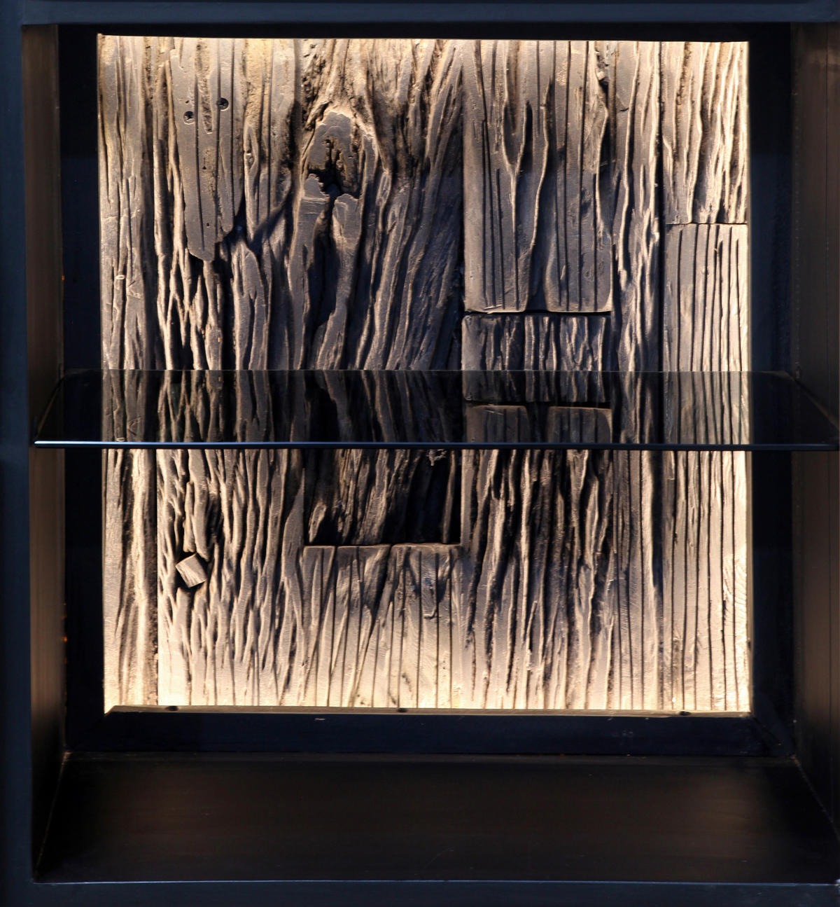 VITRINE in Hartholz Akazie Schwarz, Akaziefarben, Grau  - Schwarz/Akaziefarben, LIFESTYLE, Glas/Holz (103/180/40cm) - Landscape