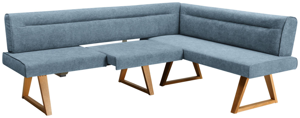 ECKBANK 230/170 cm  in Eichefarben, Hellblau  - Eichefarben/Hellblau, KONVENTIONELL, Holz/Textil (230/170cm) - Moderano
