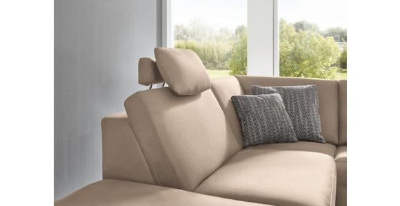 ECKSOFA in Mikrofaser Beige 242/275 cm - Beige/Alufarben, Design, Textil/Metall (242/275cm) - Dieter Knoll