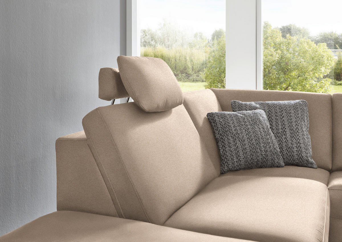 ECKSOFA in Mikrofaser Beige  - Beige/Alufarben, Design, Textil/Metall (242/275cm) - Dieter Knoll