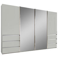 SCHWEBETÜRENSCHRANK in Weiss  - Chromfarben/Weiss, Design, Glas/Holzwerkstoff (330/217/67cm) - Novel