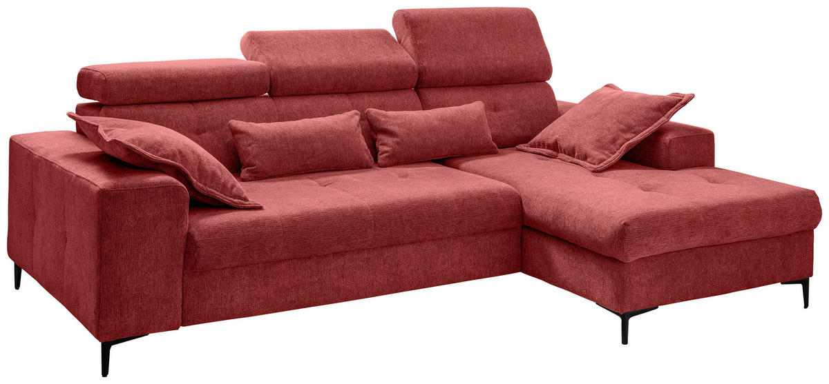 ECKSOFA Chenille  - Schwarz, Basics, Textil/Metall (270/186cm) - Livetastic